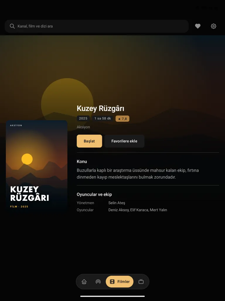 Premium Player auf dem Tablet: Filmdetails
