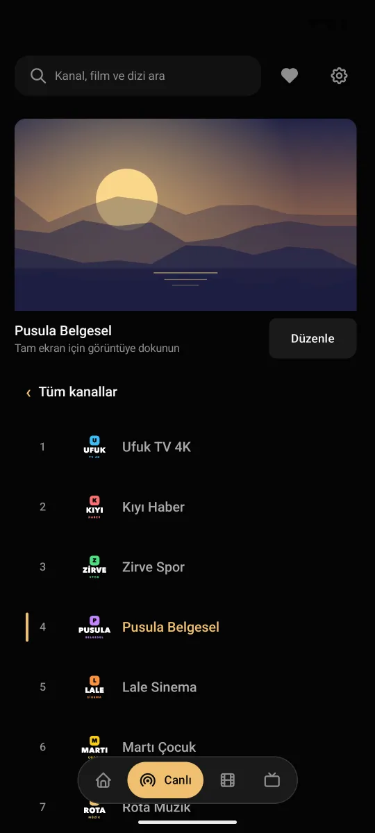Premium Player auf dem Smartphone: Live-Sendung und Senderliste