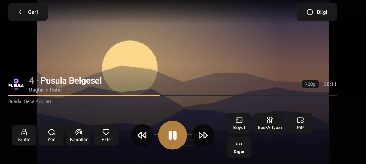 Premium Player auf dem Smartphone: Vollbild-Player im Querformat