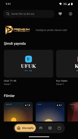 Premium Player Android uygulamasında canlı TV: kategoriler, kanal listesi ve program rehberi
