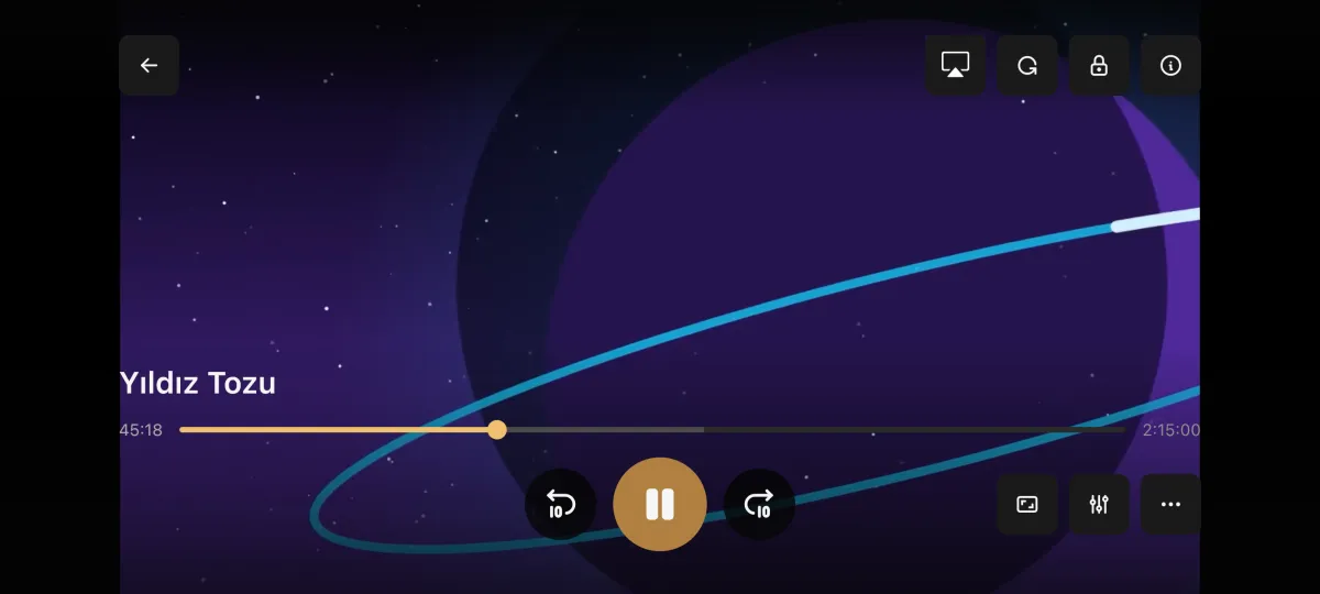Premium Player telefonda: yatay tam ekran oynatıcı