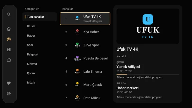 Liste eklendikten sonra televizyonda Canlı TV