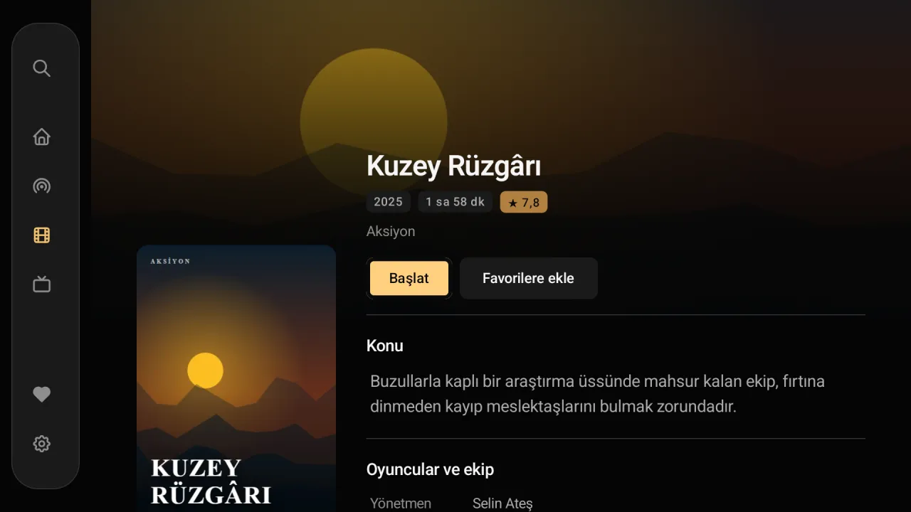 Premium Player Android TV'de: film ayrıntısı, Başlat ve Favorilere ekle