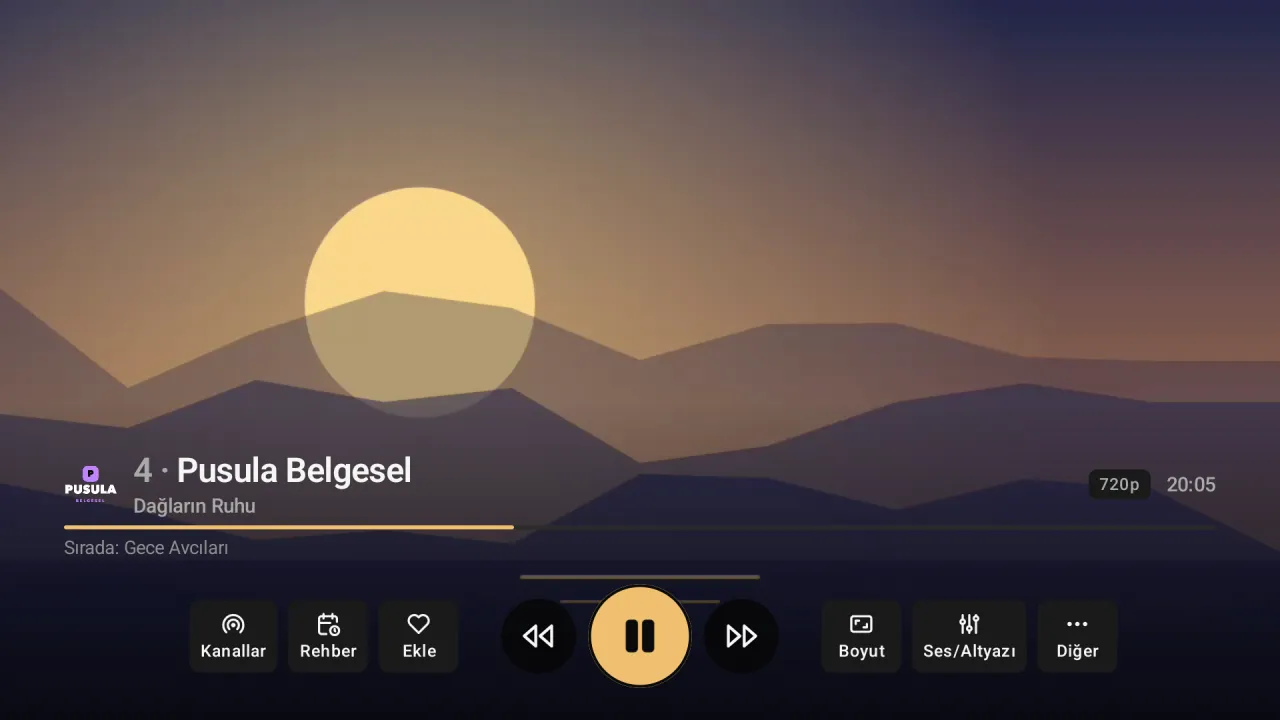 Premium Player auf Android TV: Live-Sendung im Vollbild